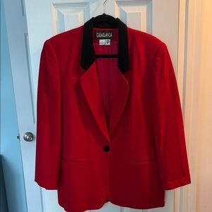 Casablanca Women's Vibrant Red Blazer with Black Accents